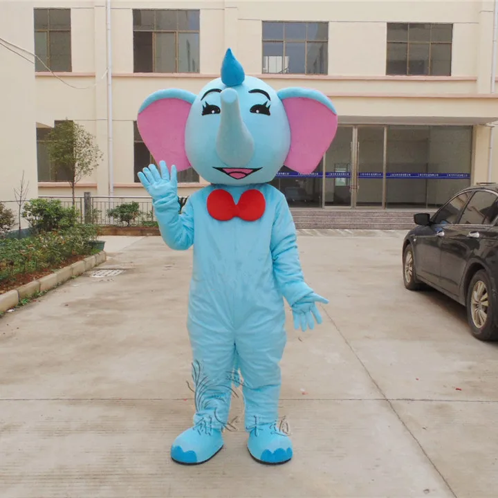 

Blue Elephant Elephish Mascot Costume Adult Cartoon Character Outfit Suit Organize An Activity Advertising Performance Dress