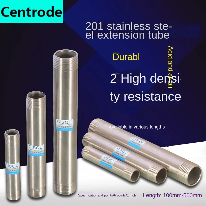 Pipes 201 stainless steel 1/2IN 3/4IN DN15 pipe wire connector extension pipe plus pipe extension outer wire direct water pipe afbeelding