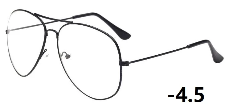 1-1,5-2-2,5-3-3,5-4-4,5 Ретро металлическая большая оправа Очки для близорукости очки для женщин и мужчин классические очки - Цвет оправы: Black -4.5