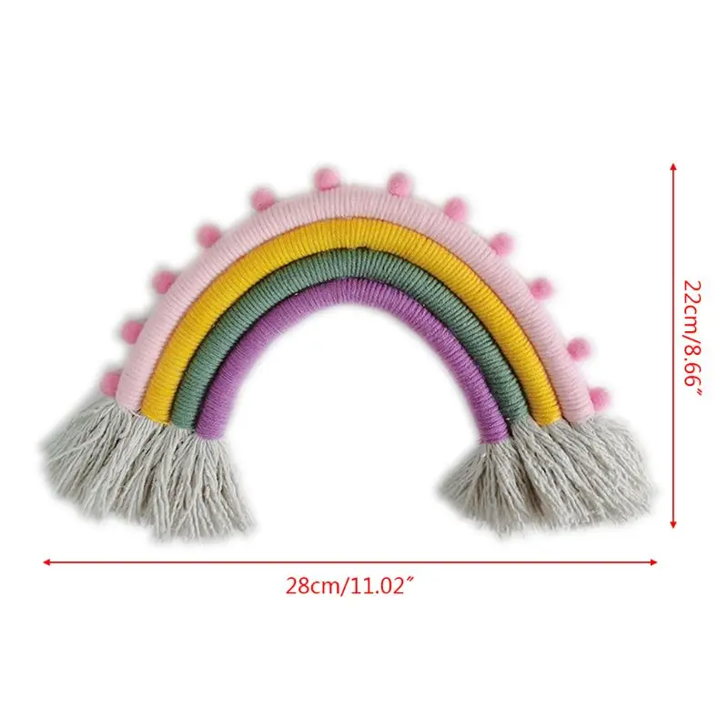 Nordic Rainbow Hand knitted Ornaments Pendant Boho Children Room Wall Decor 2