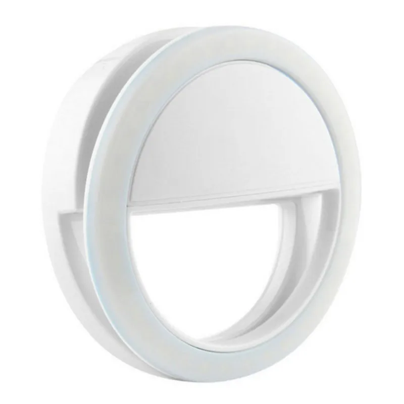 Белый Universal Mobile Phone Portable Clip LED Selfie Lamp Ring Beauty Fill Flash Lens Light Lamp for Photo Camera For Cell Phone - Цвет: Белый