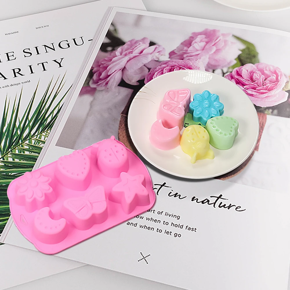 

6 Even Insect Shape Cake Mould Fondant Mold Food Grade Silicone Cake Decoration Tool Multifunction DIY Handmade Baking Mould