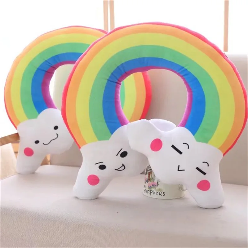 

Creative Colorful Napping Pillow Cushion Washable Rainbow Baiyun U-SHAPE Pillow Office Lunch Break Neck Pillow Birthday Gift