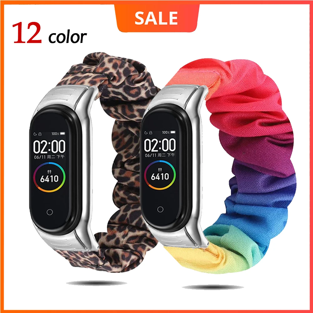 

watch loop Scrunchie Elastic strap for Xiaomi Mi band 4 3 replaceable soft Bracelet Mi band 4 3 corea Wristband Breathable