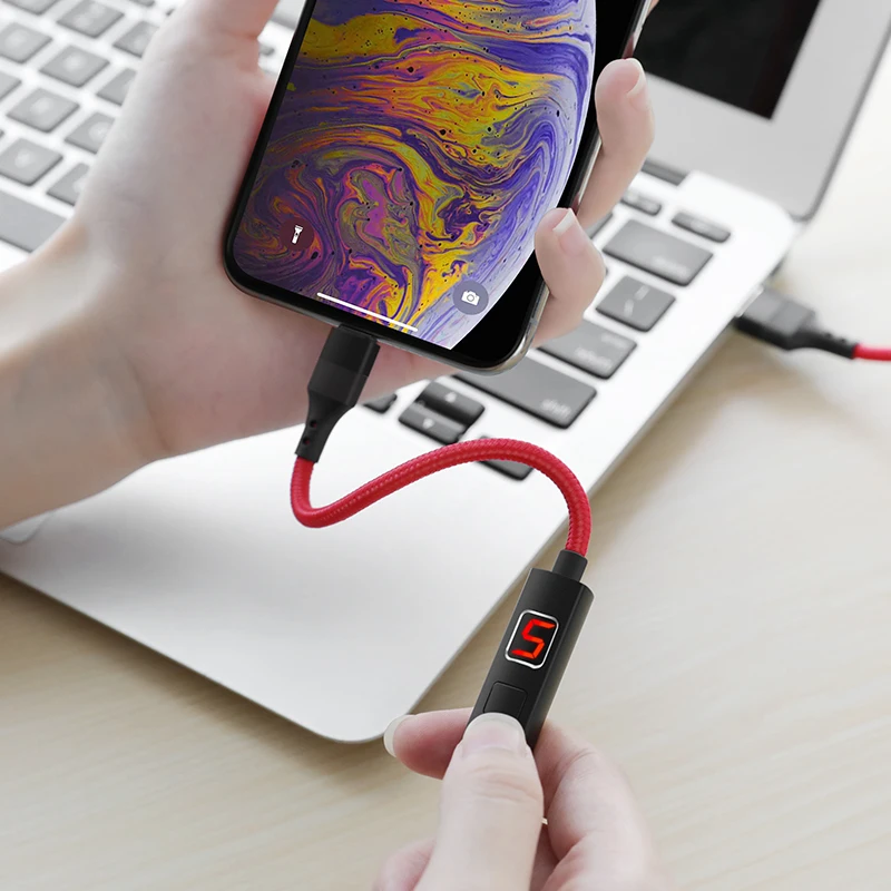 HOCO S13 16 шт./лот,, светодиодный usb-кабель с цифровым дисплеем для iPhone, кабель типа C, микрокабель для samsung USB-C