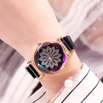 

Luxury Watches Quartz Stainless Steel Casual Bracelet Flower Dial Watch Creative Ladies Clock Watch Gifts Orologio Donna Relogio