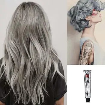 

100ml Fashion Hair Color Cream Permanent Punk Salon Hair Dye Light Gray Color Long Lasting Cream Styling Silver Grey