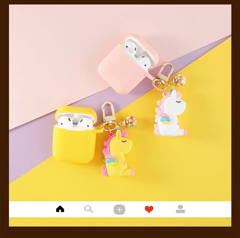Чехол с мультяшным единорогом для Apple Airpods, беспроводной Bluetooth защитный чехол для наушников с гладкой сенсорной зарядной коробкой