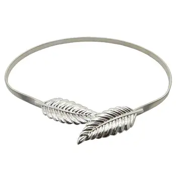 

Fashion Leaf Design Metal Waist Belt Stretchy Golden/ Silver Bling Waist Stylish Dress Belt Up Belt Metal Women Accessories G8B1
