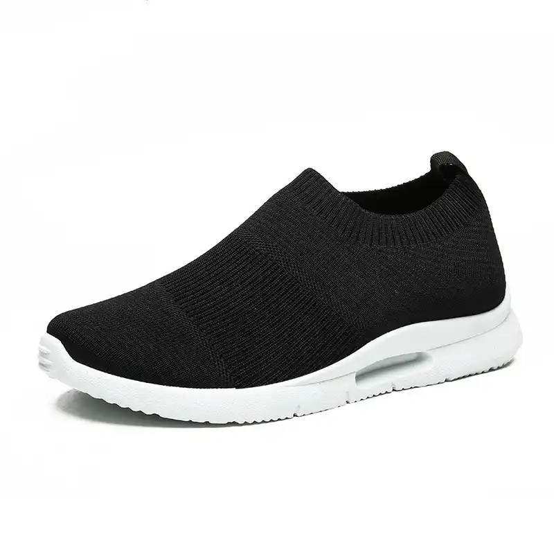 men's casual breathable black running sports shoes