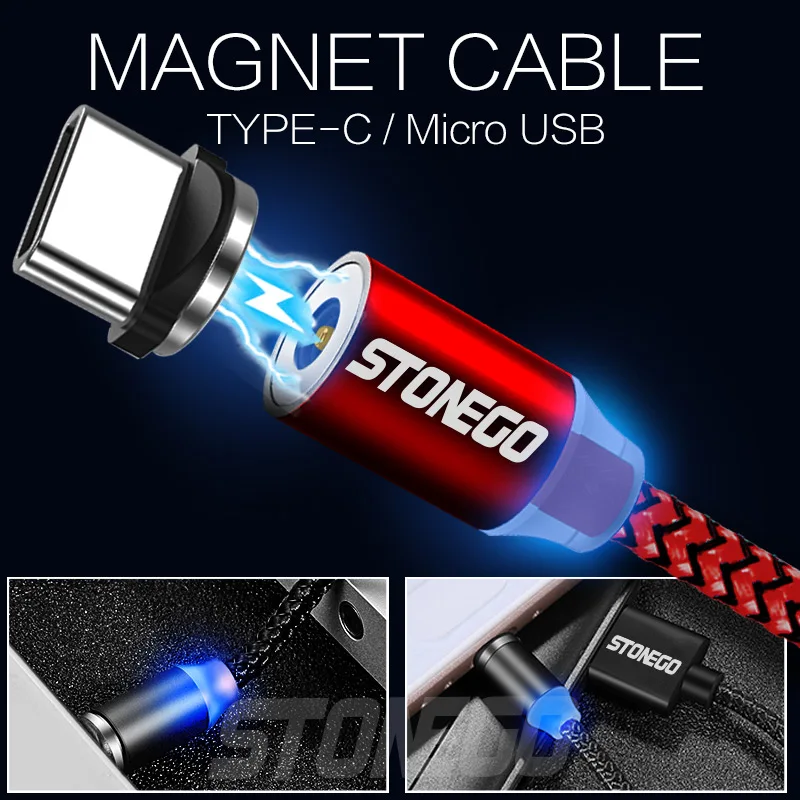 Магнитный usb-кабель STONEGO, кабель для быстрой зарядки USB type C, Магнитный зарядный кабель для передачи данных, Micro usb кабель мобильного телефона, usb-шнур