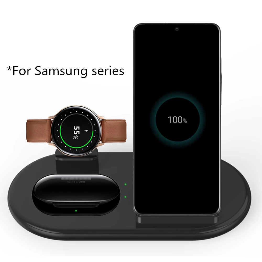 Aikulli Wireless Charger Qi Charge Stand for Samsung Galaxy Buds S8 S9 S10 S20 Plus Note 9 10 For Iphone 11 X XS XR Watch 6 5 4