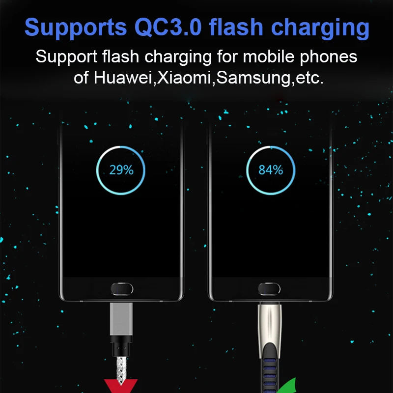Кабель Micro USB 3.0A для Xiaomi Redmi Note 5 Pro 4, быстрая зарядка, зарядное устройство для мобильного телефона, синхронизация данных, мини-usb кабель для samsung S7