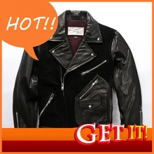 Мужская Толстая Тяжелая коровья кожа куртка черная натуральная кожа винтажная мотоциклетная куртка большой размер Осенняя зимняя теплая куртка