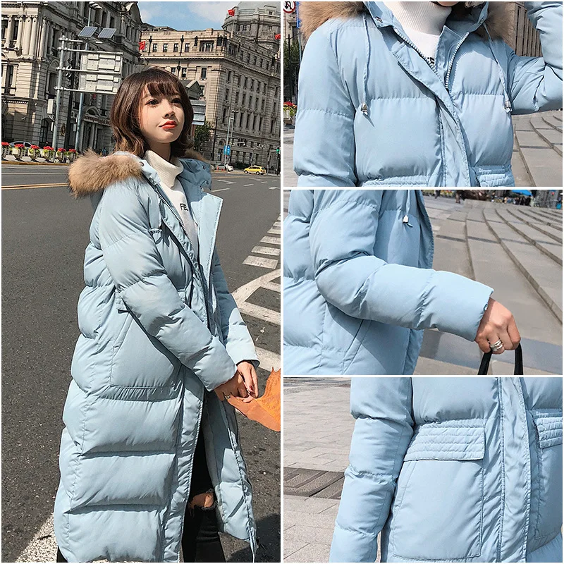 

Down Jacket Cotton-padded Clothes WOMEN'S Dress 2018 Winter New Style Korean-style Fashion Thick Cotton Coat Genuine Fur Collar