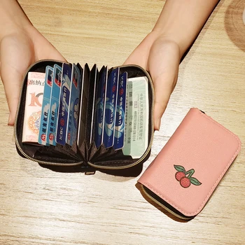 

Fashion Fruit Cherry Multifunction Women Card Holder Wallet Simple Cards Bag Extendable Business ID Credit Cards Case Coin Purse