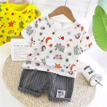 

Chidlren Cartoon Clothing Sets Kdis Boys Girls full printe dinosaur T-shirt short Pants 2Pcs/Sets Baby Cotton Tracksuits Outfit