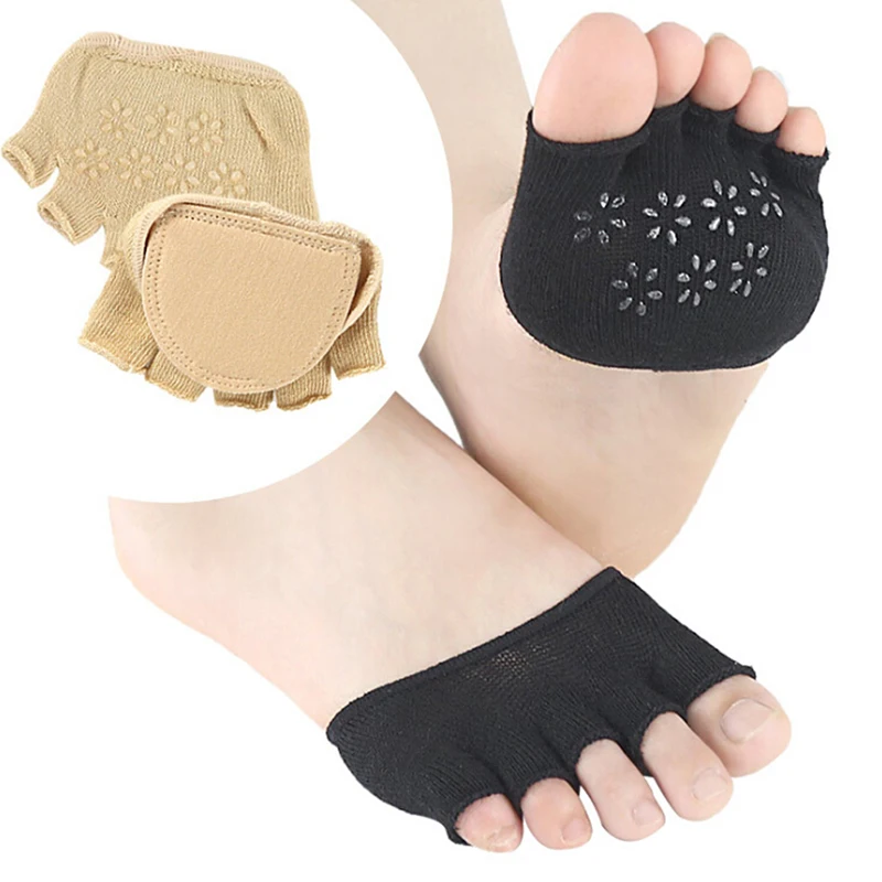 1pair Cotton Half Insoles Pads Forefoot Pain Relief Massaging Gel
