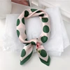 Luna&Dolphin Women Spring  Square Scarf 70X70CM Green Dot Rose Cartoon Chiffon Silk  Elegant Flower Camera Headband Hair Bandana 1