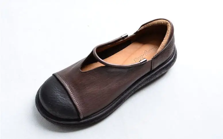 Preise HUIFENGAZURRCS Literatur und Kunst Retro Wahre Leder Runden Kopf Dicken Boden Schuhe Handgemachte Bequeme Schuhe mit Flacher Mund