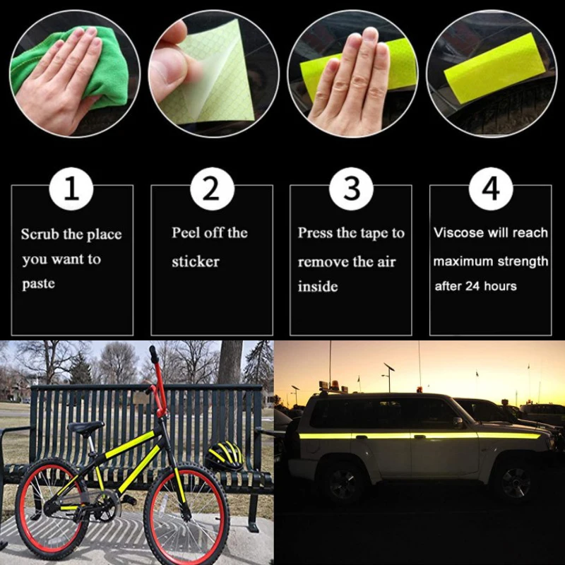 Bike Body Reflective Safety Stickers Reflective Safety Warning Conspicuity Tape Film Sticker Strip Bicycle Accessories