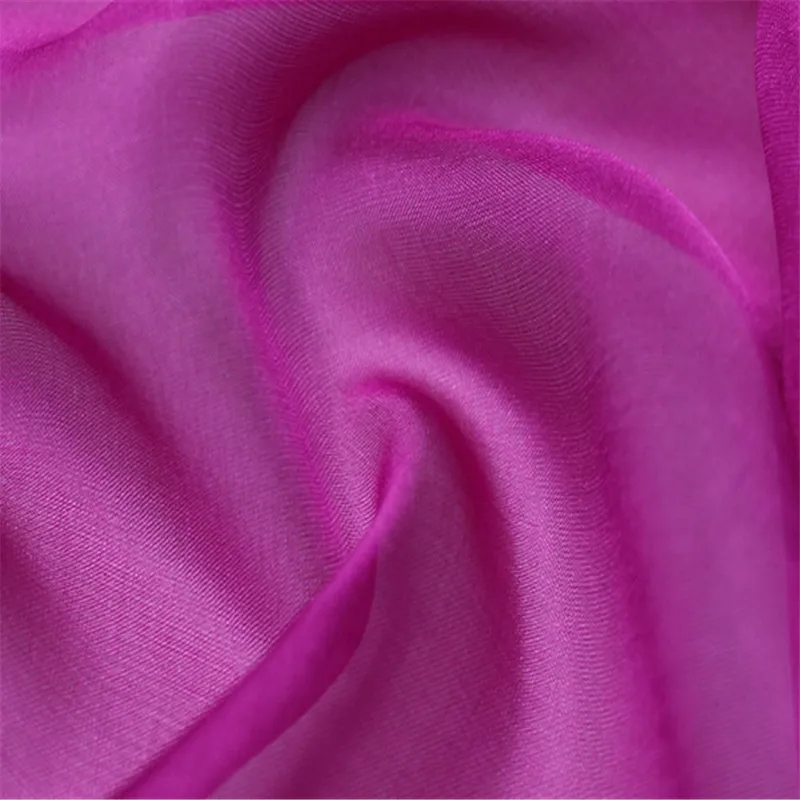 Шелковая шифоновая ткань 6 момме 140 см 5" мягкий чистый натуральный материал шифоновые шелковые ткани для изготовления весенних женских платьев - Color: 24 rose red