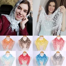

Fringes Shawl Female Scarf For Women Tassel Shawls Scarves Hollow Silk Hijab Women Flower Lace Pendant Scarf Wrap Jewelry Gift