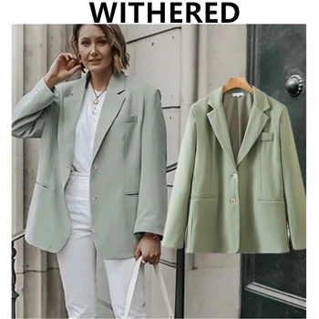 

Withered blazer feminino england ins fashion blogger vintage light green oversize loose blazer women blazer mujer 2020 jackets
