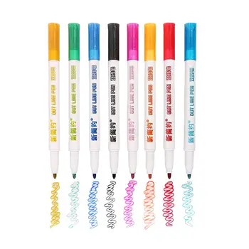 

8pcs/set Double Line Pen Highlighter Fluorescent Marker Out Line pen Color Student Multicolor Hand Note Pen for Scrapbooking