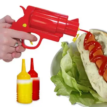 

1pc Original Plastic Sauce Bottle Condiment Dispenser Ketchup Mustard Sauce Bottle Kitchen Cooking Tools Revolving Pistol Bottle