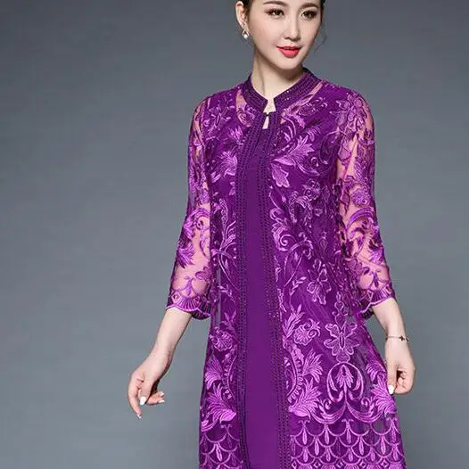 

Women Elegant Vintage Hight gade embroidery 2 piece dress Office Party dresses Bodycon diamonds plus size 6XL dress AH419