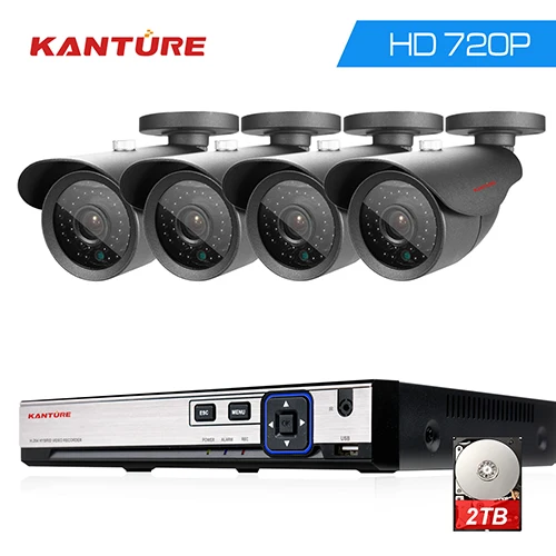 KANTURE 4CH HDMI 1080P DVR 4ch CCTV система 4x720P IP66 in/наружная камера безопасности 1MP HD домашняя система видеонаблюдения P2P DVR - Цвет: 4 Bullet Camera