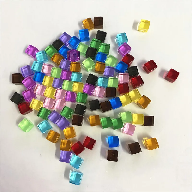 50Pcs/Set 8mm Clear Cube Colorful Square Corner Transparent Dice Chess Piece Right Angle For Board Game 6 48pcs clear mini containers plastic square bead storage box for beads jewelry crafts board game pieces organization wholesale