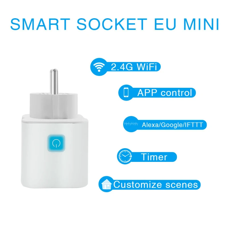 Ewlink-enchufe inteligente con Wifi, estándar europeo, temporizador para teléfono móvil, interruptor de Control remoto para Smart Home, compatible con Alexa