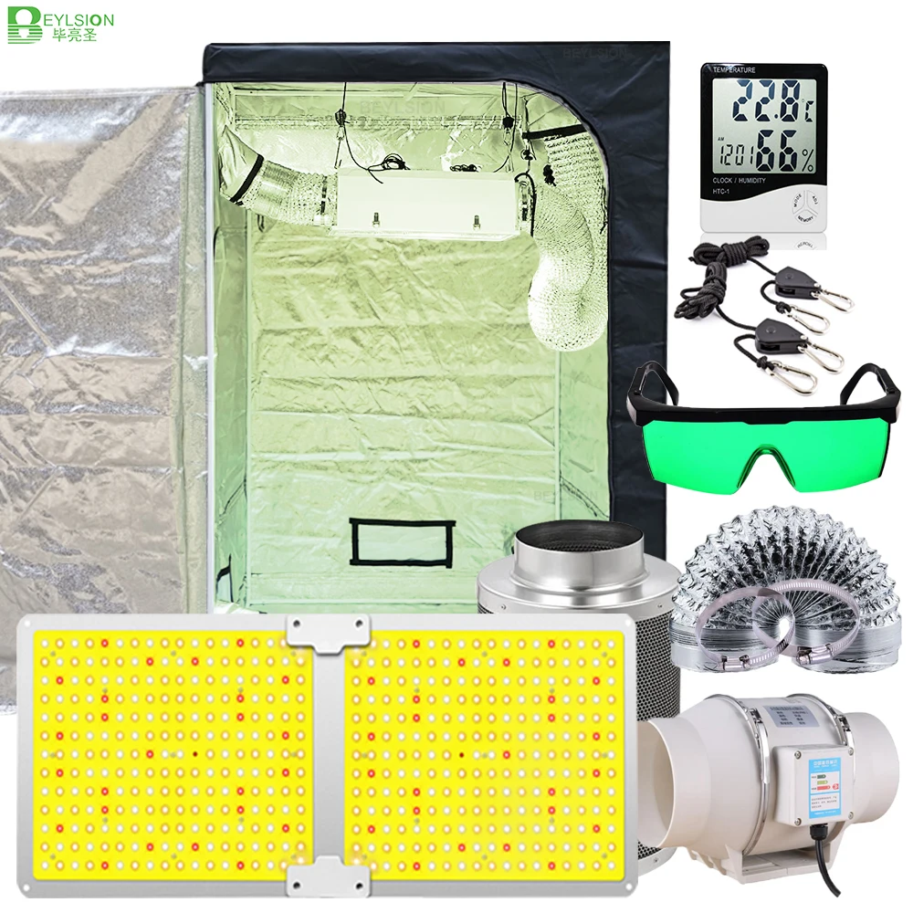 BEYLSION Waterproof Floor Tray Quantum Board Lights Grow Tent Room Complete Kit Parts Carbon Filter Hydroponic Growing System