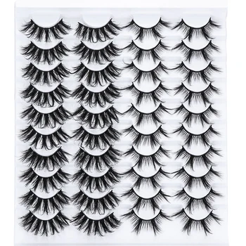 

5/20 Pairs 3D Faux Mink False Eyelashes Natural Thick Criss-cross Makeup Wispies Fluffy Lashes Resuable Long Eyelashe Extension