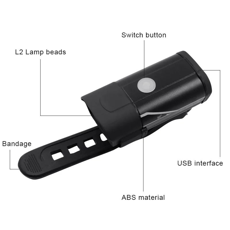 XM-L2 LED Bike Light USB Rechargeable Mountain Bike Front Light 4 Modes Mini Bicycle Headlight Cycling Lantern Head Lamp