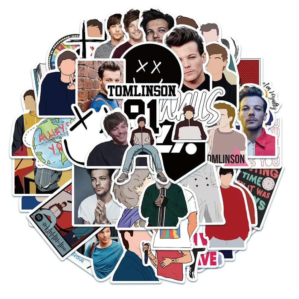 Pegatinas impermeables de Singer Louis Tomlinson, 10/25/50 Uds., para portátil, equipaje, Guaitar, monopatín de juguete