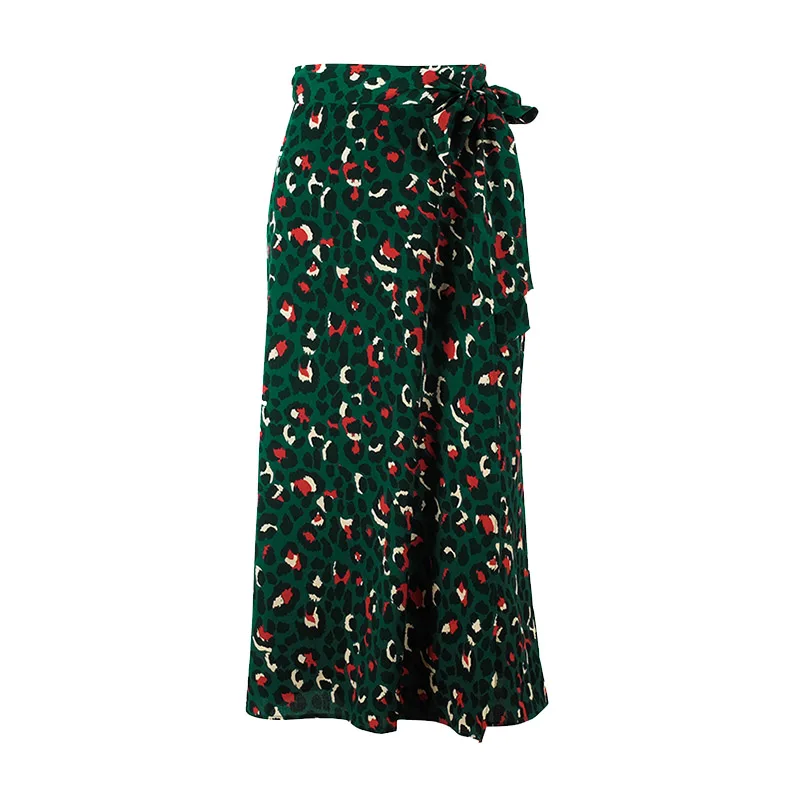 

Leopard Printed Women Skirts Sweet Fashion Concise jupe femme Casual All-match Bow Tie Long Skirts