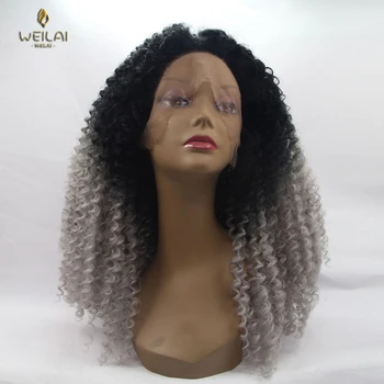 

WEILAI wig short synthetic wig african weird curly wig for women black silver gray natural african high temperature hair