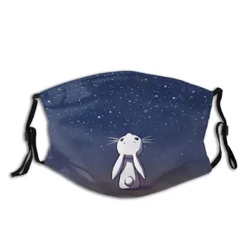 

Moon Bunny Men Women Reusable Mouth Face Mask with Filter Dust Mask Protection Cover Respirator Mouth Muffle