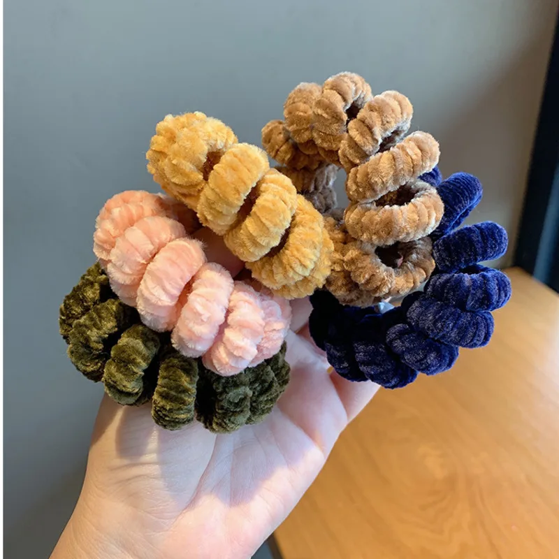 

Xwen Simple Temperament Wool Telephone Line Hairpin Female Inssen Tie Scalp Tendons Autumn Winter Hair Rope Headdress
