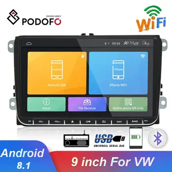 

Podofo 2 Din 9" Android 8.1GPS Navigation MirrorLink Car Radio Autoradio 2Din WIFI Car Multimedia Player For VW Passat Golf Seat