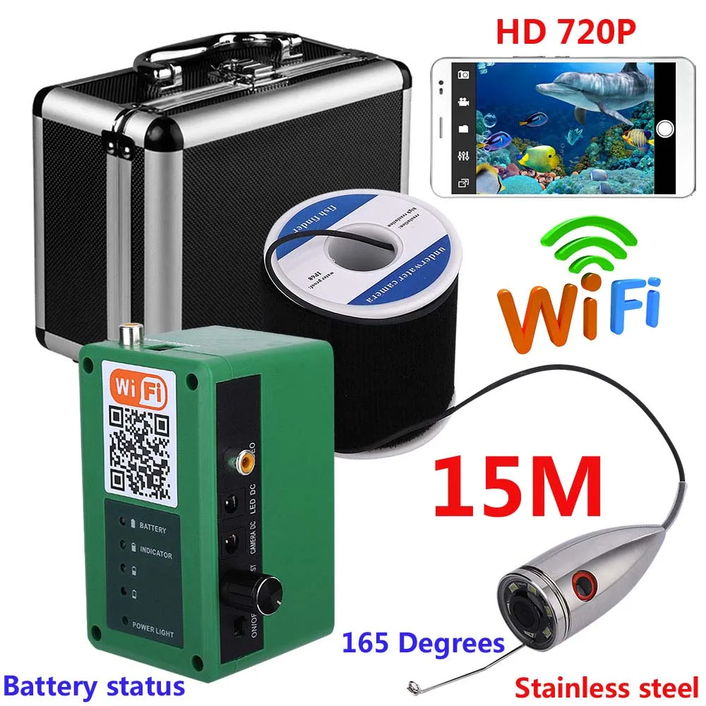 HD Wifi Wireless 15M Underwater Fishing Camera For IOS Android APP Supports Video Record and Take Photo with 1000TVL camera |