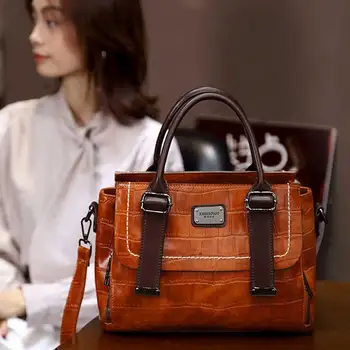 

AMELIE GALANTI 2020 spring and summer new retro stone pattern contrast color oil wax leather shoulder slung slung fashion bag
