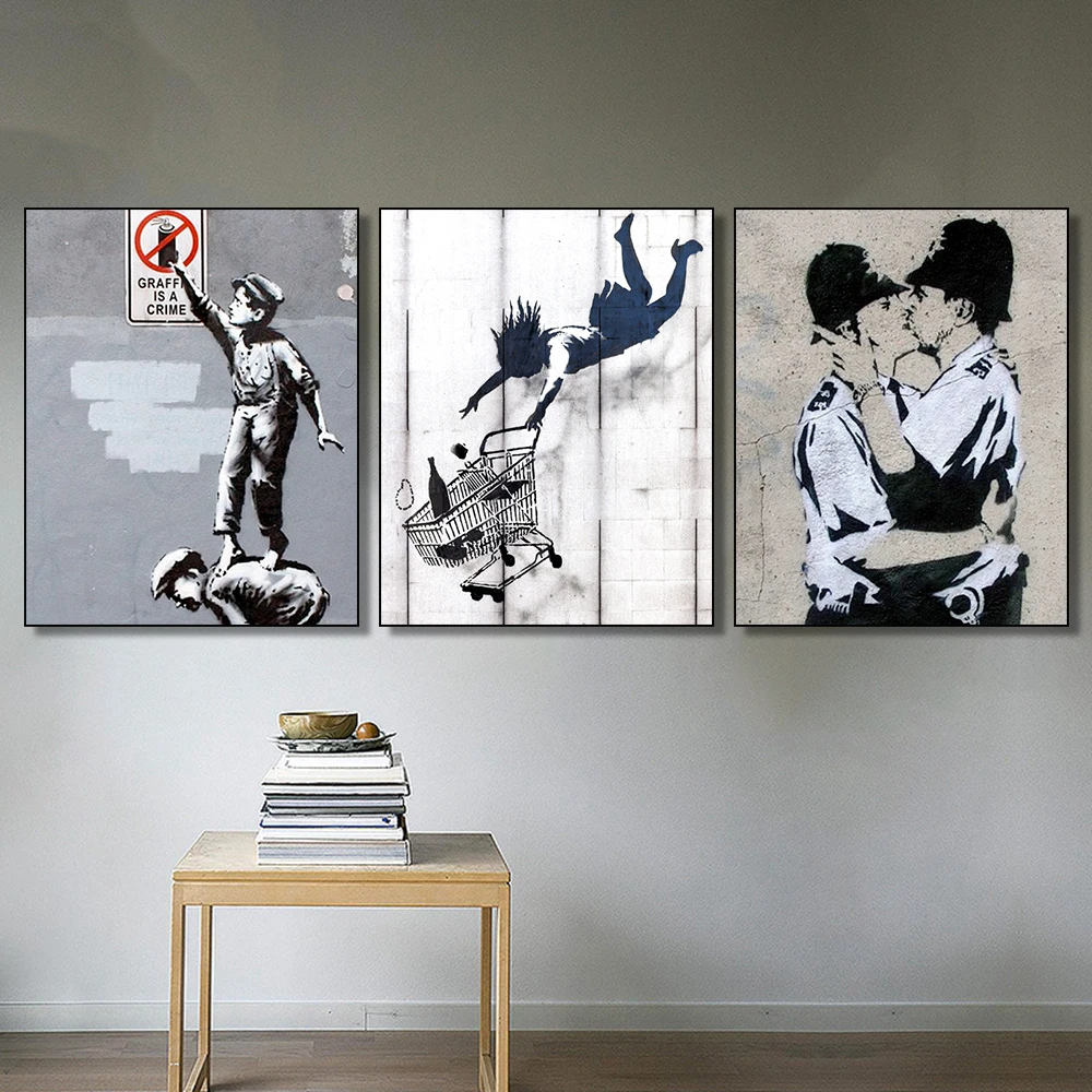 

Classic Graffiti By Banksy Art Canvas Painting & Calligraphy Nordic Fashion Posters and Prints Home Decoration Wall Art Picture