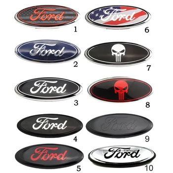 

9 Inch / 7 Inch Car Styling Front Hood Bonnet Emblem Badge Rear Trunk Sticker For Ford Skull Logo F150 F250 Explorer Accessories