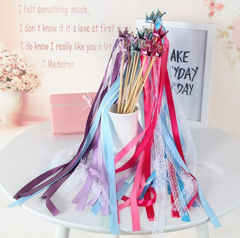 

Bunting Crown Love Fairy Stick Magic Wand Ribbon Pull Flower Magic Wand Party Decoration Wedding