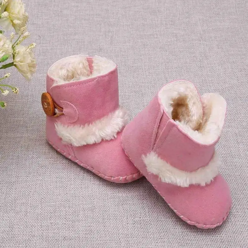 Cute Autumn Winter Infants Shoes Baby Girl Boy Toddlers Snow Boots Newborn Warm Non-slip Soft Fleece Mid-Calf Walking Shoes