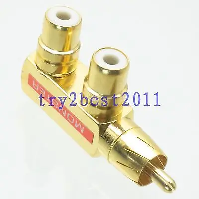 

DHL/EMS 50 Sets 1pce Adapter connector RCA TV plug pin to 2x RCA jack pin F Type Splitter Red -C1